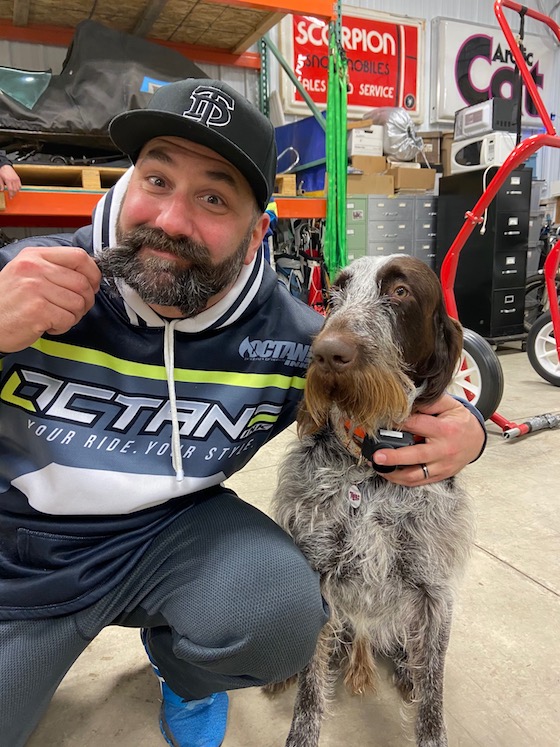 Lastly, a shameless self promotion of me (Kale) and Pat Bourgeois' dog, Dozier. I realized we have the same facial hair. 