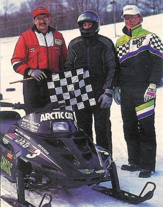"Hollywood" Joey Hallstrom (r) stands proud next to the '92 Jag Special used in Jerry Dillon's (left) MRP Race Program