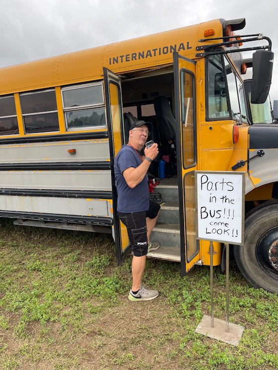Pat Bourgeois is easily lured into busses with offers of free candy, hugs or snowmobile parts