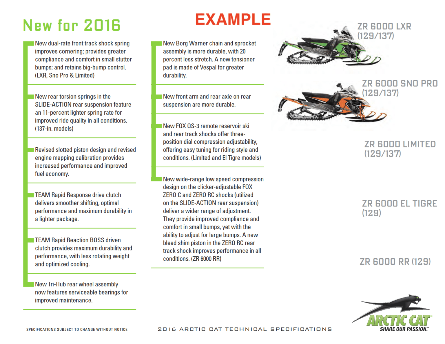 2016 ARCTIC CAT ZR 6000 MODELS MEDIA KIT PDF | ArcticInsider